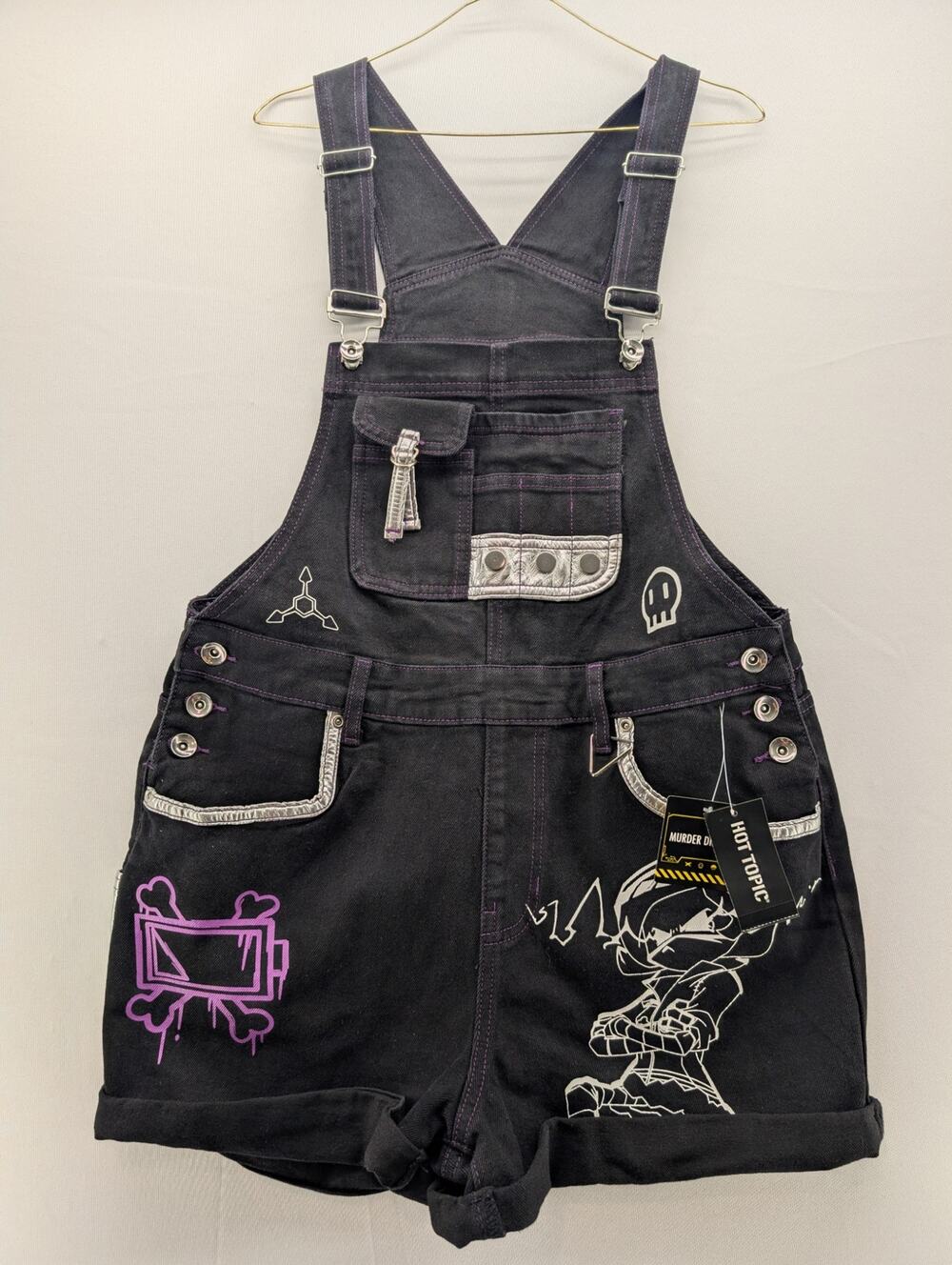 NWT Hot Topic Murder Drones Uzi Icon Shortalls in Black size Medium